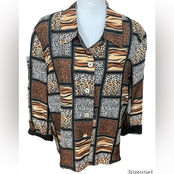 Silkland Women's Leopard Print 100% Silk Lightweight  Jacket Size 1X - Picture 1 of 4